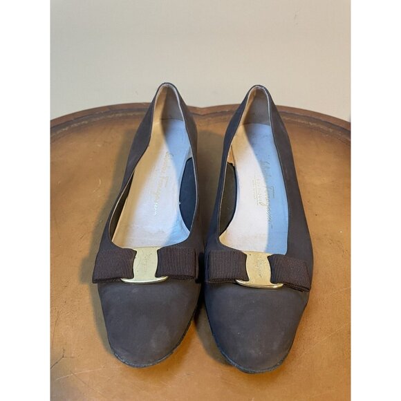 Salvatore Ferragamo Boutique Brown Leather Pumps Shoes Sz 10B (F85) - Picture 2 of 11